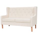 Canapea cu 2 locuri, material textil, alb crem GartenMobel Dekor
