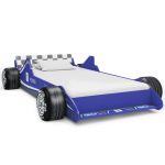 Pat pentru copii mașină de curse, albastru, 90 x 200 cm GartenMobel Dekor