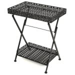 Măsuță de ceai pliabilă stil vintage negru 58x35x72 cm metal GartenMobel Dekor