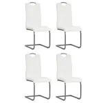 Scaune de bucătărie consolă, 4 buc., alb, piele ecologică GartenMobel Dekor