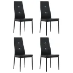 Scaune de sufragerie, 4 buc., negru, piele ecologică GartenMobel Dekor