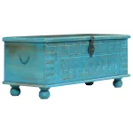 Cufăr de depozitare, lemn masiv de mango, albastru 100x40x41 cm GartenMobel Dekor