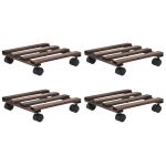 Suport cu role pentru plante, 4 buc., 25x25 cm, lemn de cedru GartenMobel Dekor
