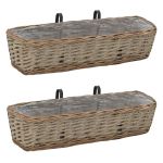 Jardinieră de balcon, 2 buc., 60 cm, răchită cu căptușeală PE GartenMobel Dekor