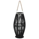 Suport de lumânări suspendat tip felinar, negru, 60 cm, bambus GartenMobel Dekor