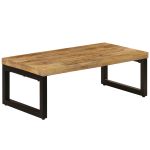 Măsuță de cafea, 100x50x35 cm, lemn masiv de mango și oțel GartenMobel Dekor