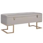 Banchetă cu un compartiment de depozitare gri 105 cm catifea GartenMobel Dekor