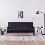 Canapea cu 3 locuri, negru, piele ecologică GartenMobel Dekor