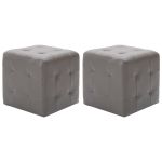 Noptiere, 2 buc., gri, 30x30x30 cm, piele ecologică GartenMobel Dekor