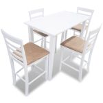 Set mobilier de bar din lemn, masă și 4 scaune, alb GartenMobel Dekor