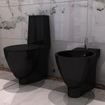Set Toaletă și Bideu Ceramică Negru GartenMobel Dekor