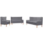 Set canapea, 3 piese, textil, Gri GartenMobel Dekor