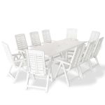 Set mobilier de exterior, 11 piese, alb, plastic GartenMobel Dekor