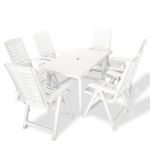 Set mobilier de exterior, 7 piese, alb, plastic GartenMobel Dekor