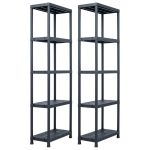 Rafturi de depozitare 2 buc. negru 60x30x180 cm plastic 125 kg GartenMobel Dekor