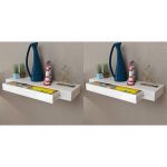 Rafturi de perete suspendate cu sertare, 2 buc., alb, 80 cm GartenMobel Dekor