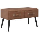 Banchetă cu sertare, 80 cm, maro închis, piele ecologică GartenMobel Dekor