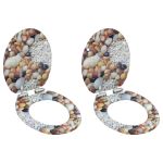 Capace WC cu închidere silențioasă 2 buc. MDF design pietricele GartenMobel Dekor
