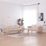 Set de canapele, 2 piese, crem, material textil GartenMobel Dekor