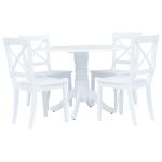 Set mobilier bucătărie, 5 piese, alb, lemn masiv de hevea GartenMobel Dekor