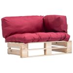 Canapea din paleți de grădină, perne roșii, lemn de pin GartenMobel Dekor