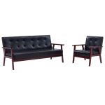 Set canapea, 2 buc., negru, piele artificială, GartenMobel Dekor