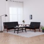 Set de canapele, 2 piese, negru, piele ecologică GartenMobel Dekor