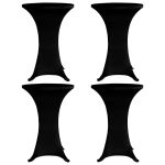 Husă de masă cu picior, Ø70 cm, 4 buc., negru, elastic GartenMobel Dekor