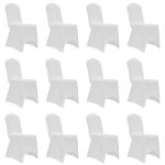 Huse elastice pentru scaun, 12 buc., alb GartenMobel Dekor