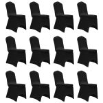 Huse elastice pentru scaun, 12 buc., negru GartenMobel Dekor