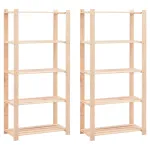 Polițe stocare 5 niveluri 2 buc. 80x38x170 cm pin masiv 250 kg GartenMobel Dekor