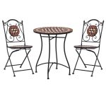 Set de bistro mozaic, 3 piese, cărămiziu, placă ceramică  GartenMobel Dekor