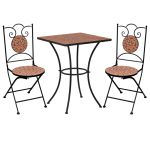 Set de bistro mozaic, 3 piese, cărămiziu, placă ceramică GartenMobel Dekor