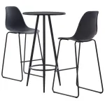 Set mobilier de bar, 3 piese, negru, plastic GartenMobel Dekor