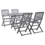 Set mobilier de grădină, 5 piese, gri, lemn masiv de acacia GartenMobel Dekor