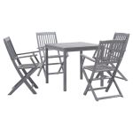 Set mobilier de grădină, 5 piese, gri, lemn masiv de acacia GartenMobel Dekor