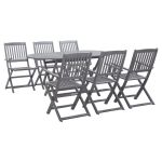 Set mobilier de grădină, 7 piese, gri, lemn masiv de acacia GartenMobel Dekor