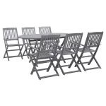 Set mobilier de grădină, 7 piese, gri, lemn masiv de acacia GartenMobel Dekor