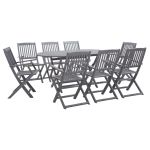 Set mobilier de grădină, 9 piese, gri, lemn masiv de acacia GartenMobel Dekor