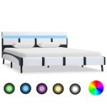 Cadru de pat cu LED, alb, 140 x 200 cm, piele ecologică GartenMobel Dekor