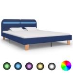 Cadru de pat cu LED-uri, albastru, 180x200 cm, material textil  GartenMobel Dekor