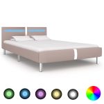 Cadru pat cu LED, cappuccino, 120x200 cm, piele artificială GartenMobel Dekor