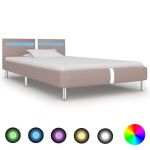 Cadru pat cu LED, cappuccino, 90x200 cm, piele artificială GartenMobel Dekor
