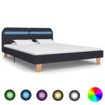 Cadru pat cu LED-uri, gri închis, 180x200 cm, material textil GartenMobel Dekor