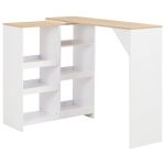 Masă de bar cu raft mobil, alb, 138x39x110 cm GartenMobel Dekor