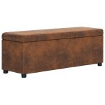 Banchetă cu depozitare, maro, 116 cm, piele întoarsă ecologică GartenMobel Dekor
