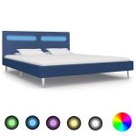 Cadru de pat cu LED-uri, albastru, 180x200 cm, material textil GartenMobel Dekor
