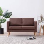 Canapea cu 2 locuri, maro, material textil GartenMobel Dekor