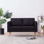 Canapea cu 2 locuri, negru, material textil GartenMobel Dekor