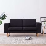 Canapea cu 2 locuri, negru, material textil GartenMobel Dekor